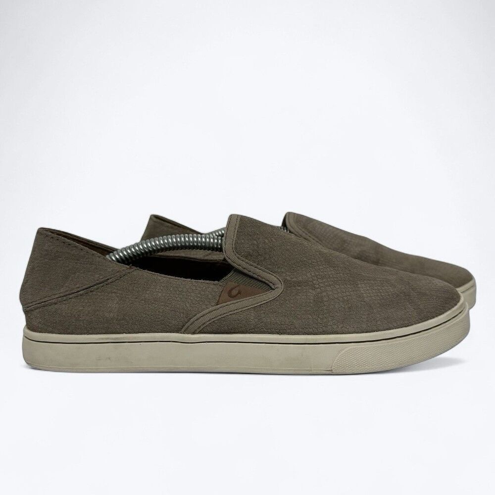 Olukai Pehuea Slip On Shoes Womens Sz 7 Clay Color Embossed Leather Casual